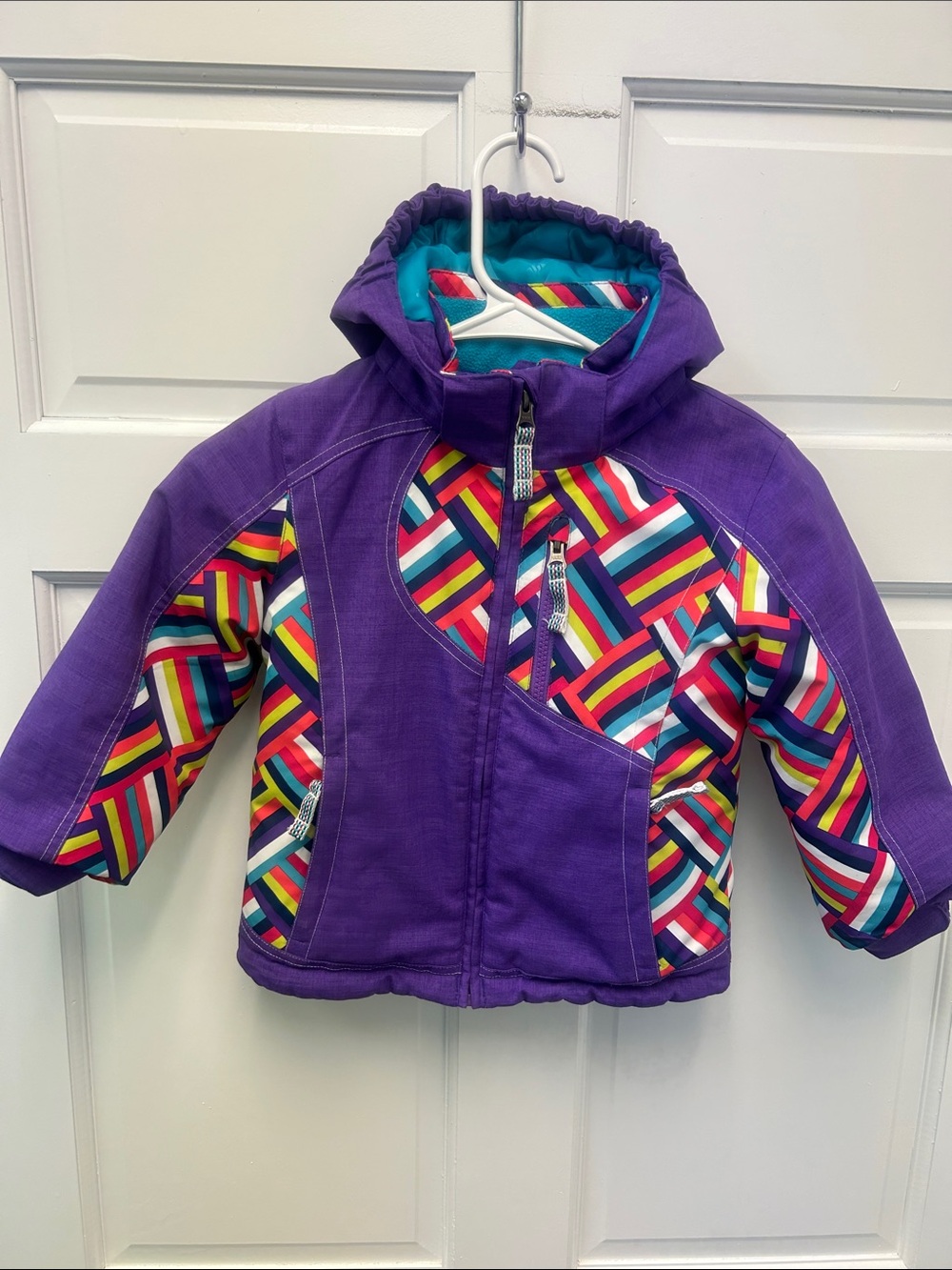 BOULDER GEAR Pixie Snow Ski Jacket Basketweave Colorful Print With Hood Size 3T